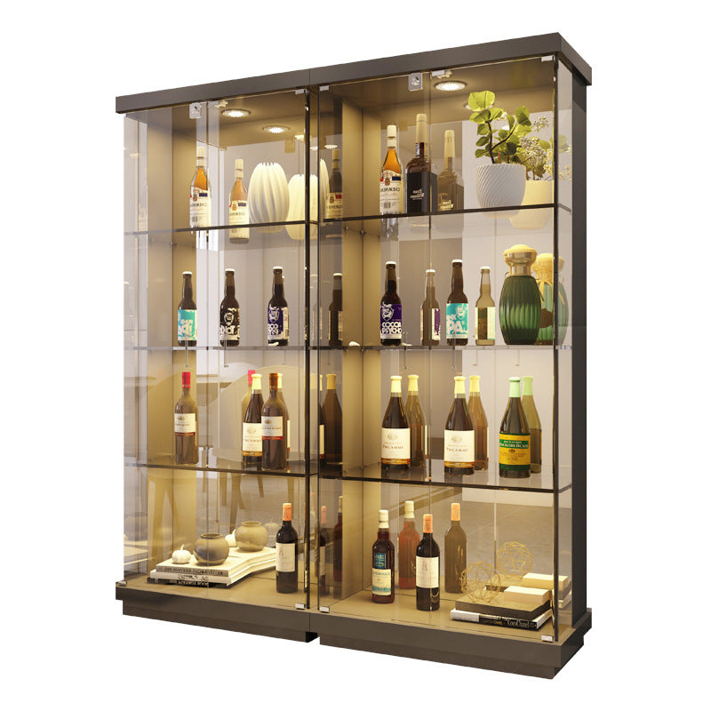 All-Glass Wine Cabinet Living Room Wall-Mounted Sideboard Modern Simple Light Luxury Small Red Wine Transparent Collection Figurine Display Cabinet