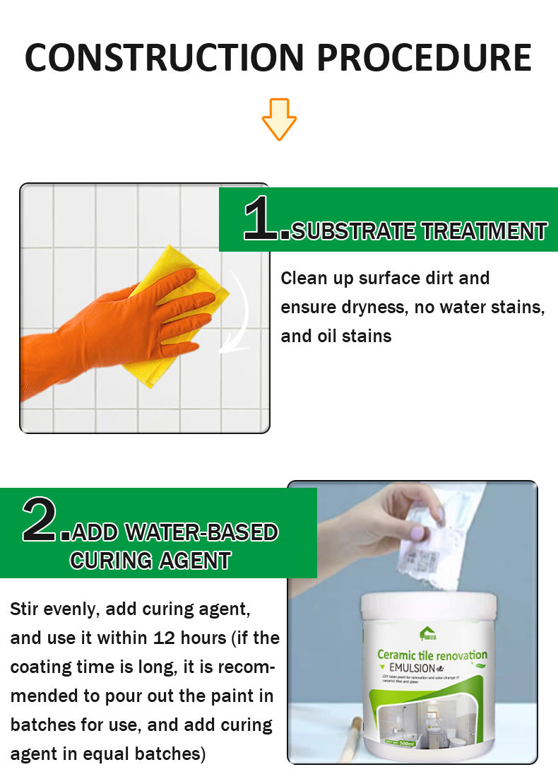 Water-based Tile Paint Bathroom Renovation Color Change Floor Coating Waterproof Wear-resistant Glass Latex Paint Mildew-proof