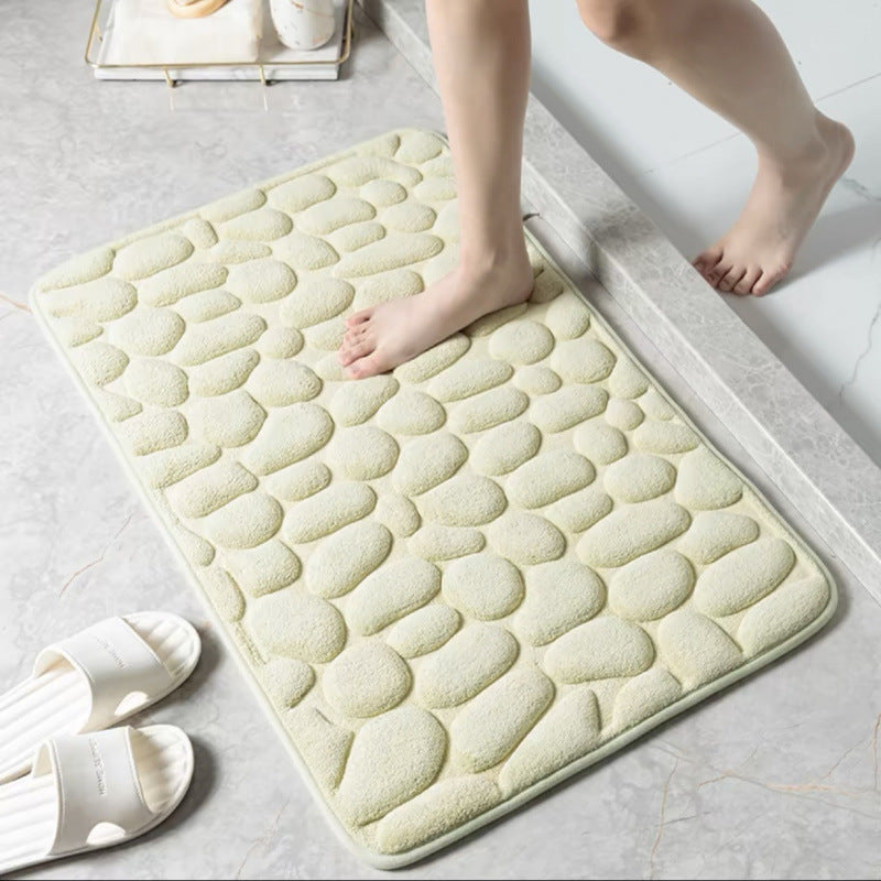 Bathroom Floor Mat Pebble Embossed Entrance Door Mat Absorbent Foot Mat Toilet Quick-Dry Non-Slip Rug