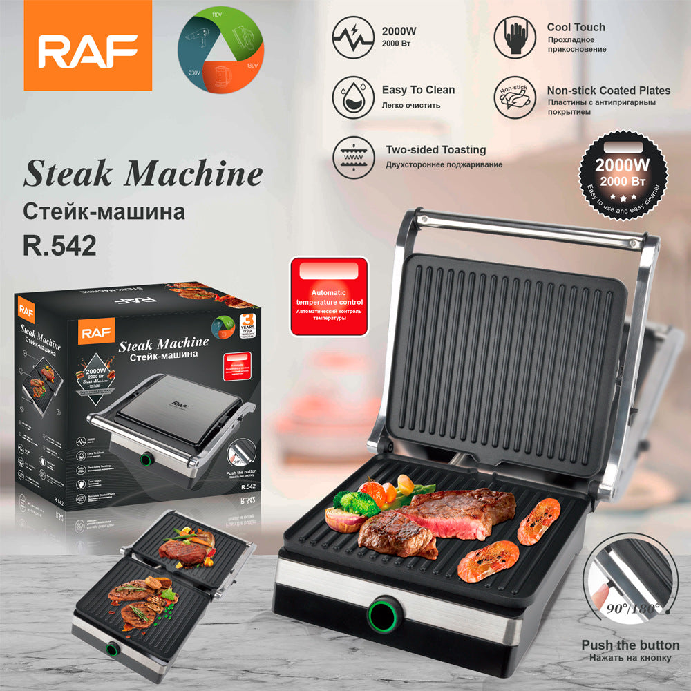 RAF European Style Household Panini Maker Sandwich Maker Breakfast Maker Grill Meat Sausage Maker Burger Steak Maker
