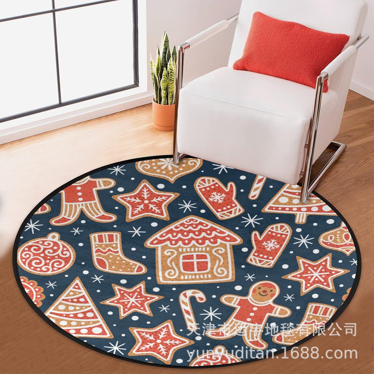 Christmas Carpet Round Living Room Crystal Velvet Floor Mat Christmas Decoration Atmosphere Mat Christmas Tree Floor Mat Customizable