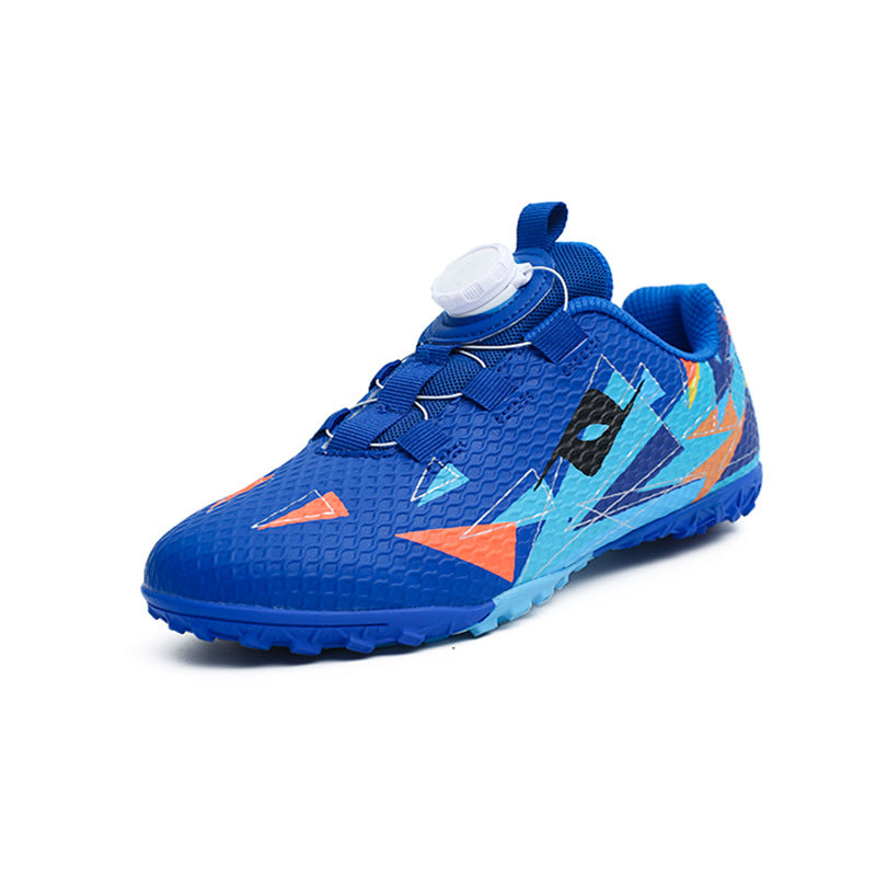 Rotating Buckle Football Shoes Breathable Anti-Slip TF Children's and Teenagers' Turf Training Shoes for Flat Ground Competitions