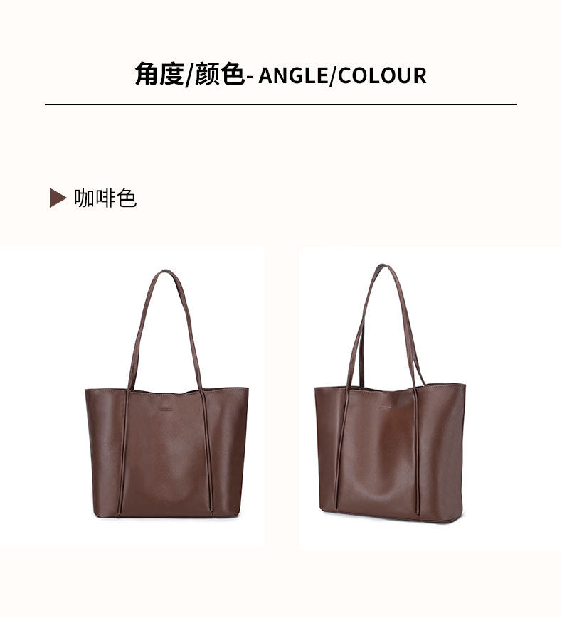 Simple Large Capacity Textured Tote Bag Mother Bag Elegant Commuter Handbag Fashion Versatile Shoulder Bag for Women
