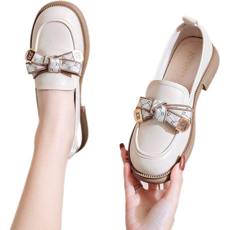 Guirenfang Bowknot British Style Loafers for Women2025New Four Seasons Slip-On Fashion Women's Single Shoes Small Leather Shoes