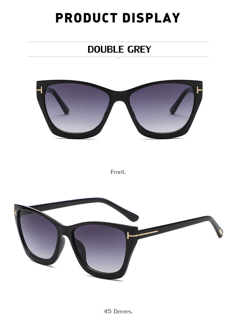 Vintage T Cat Eye Sunglasses for Women Fashionable High-End Sunglasses Trendy ins Street Style Full Frame Sun Protection Glasses shades