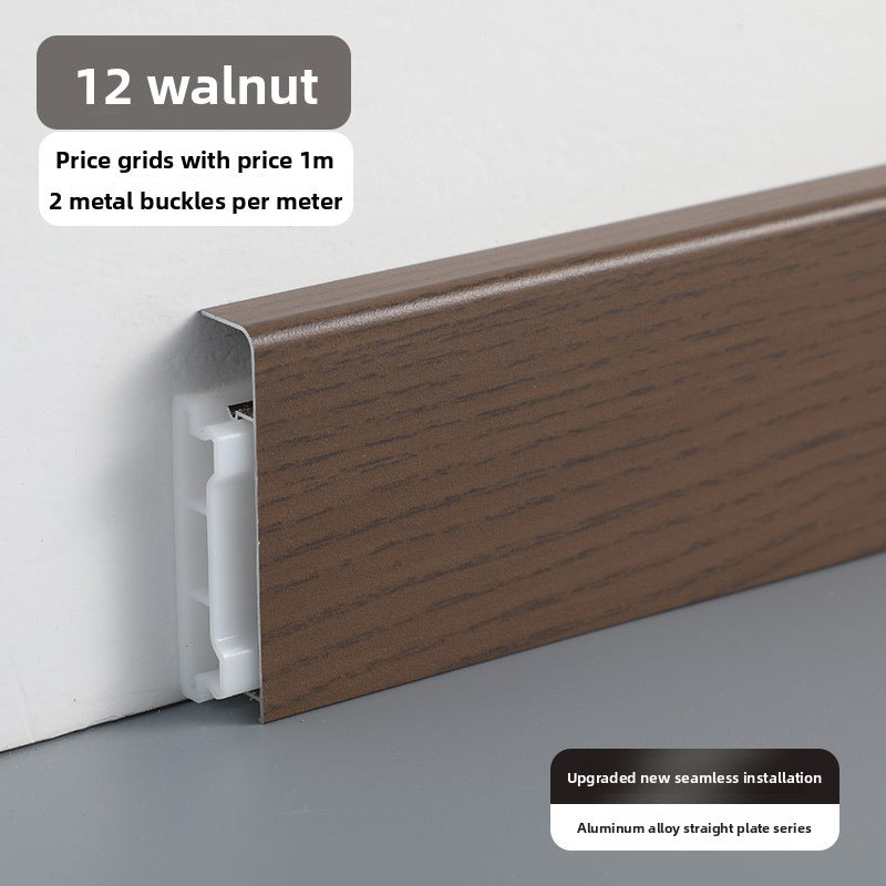 Trendy flat skirting board, thickened snap-on metal baseboard, ultra-narrow corner trim, aluminum alloy skirting board