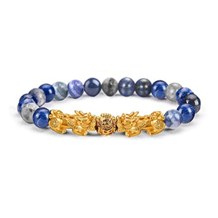 Tiger Eye Stone Pixiu Bracelet for Wealth and Luck Imitation Obsidian Bracelet Unisex Six-Word Mantra Pixiu Bracelet