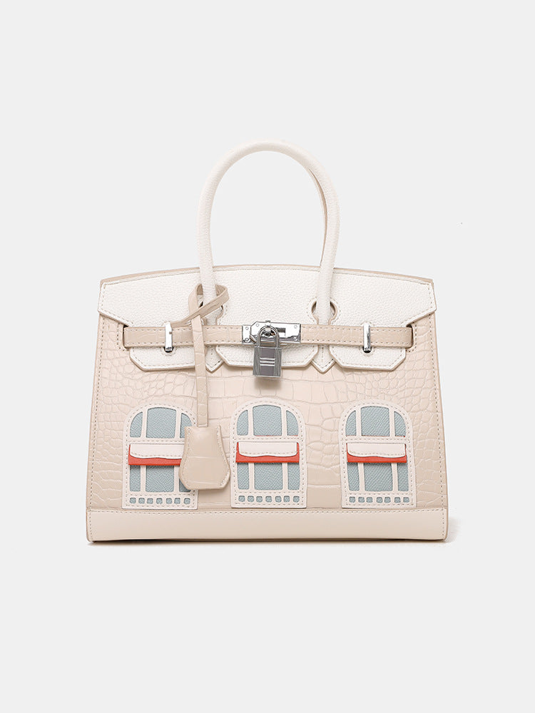 2024New Style House Bag Feel Platinum Bag Crocodile Pattern Casual Versatile Elegant Handbag Single Shoulder Crossbody Bag