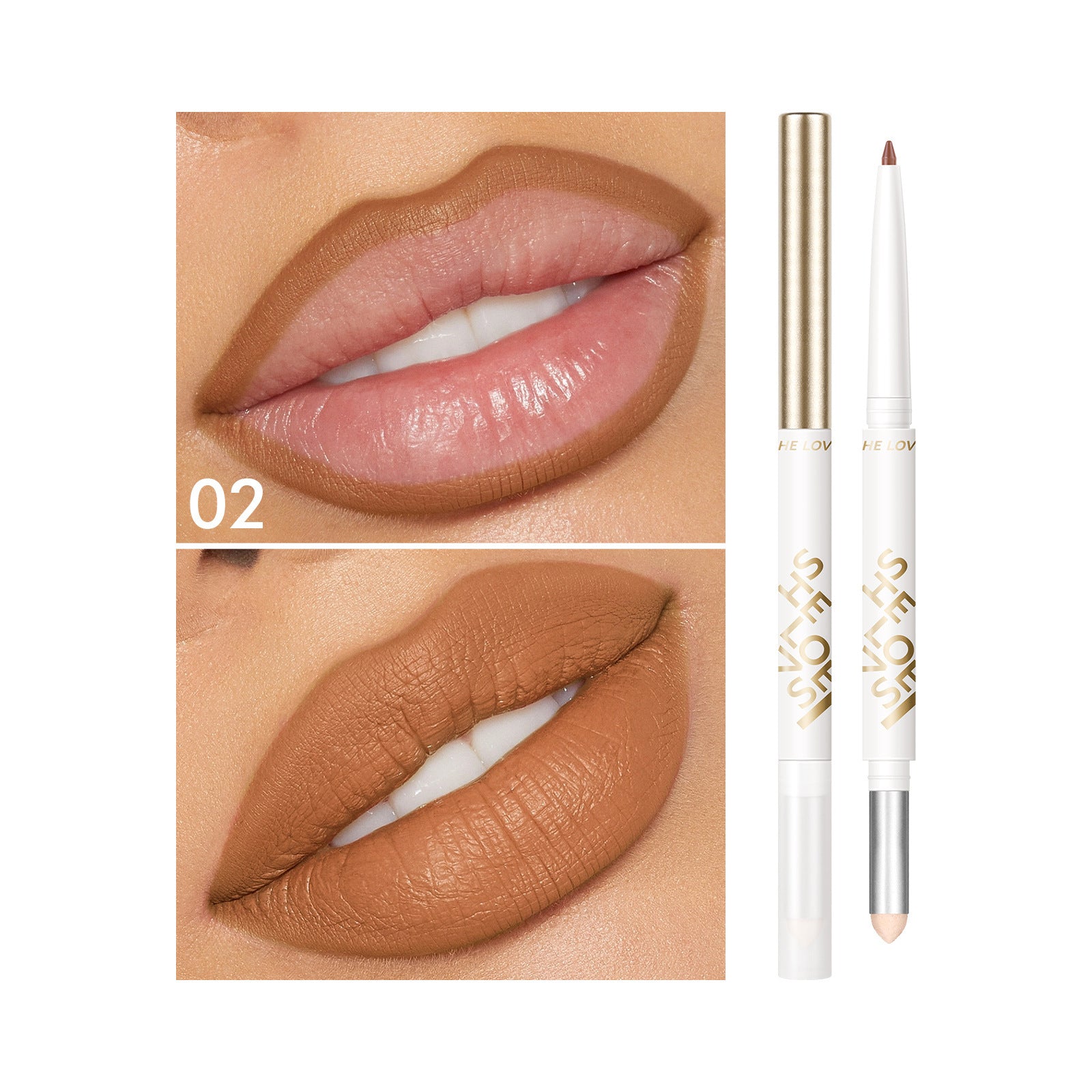 Dual-ended Lip Liner Pencil European and American Matte Non-Stick Cup Lipstick Lip Liner Small Batch Wholesale