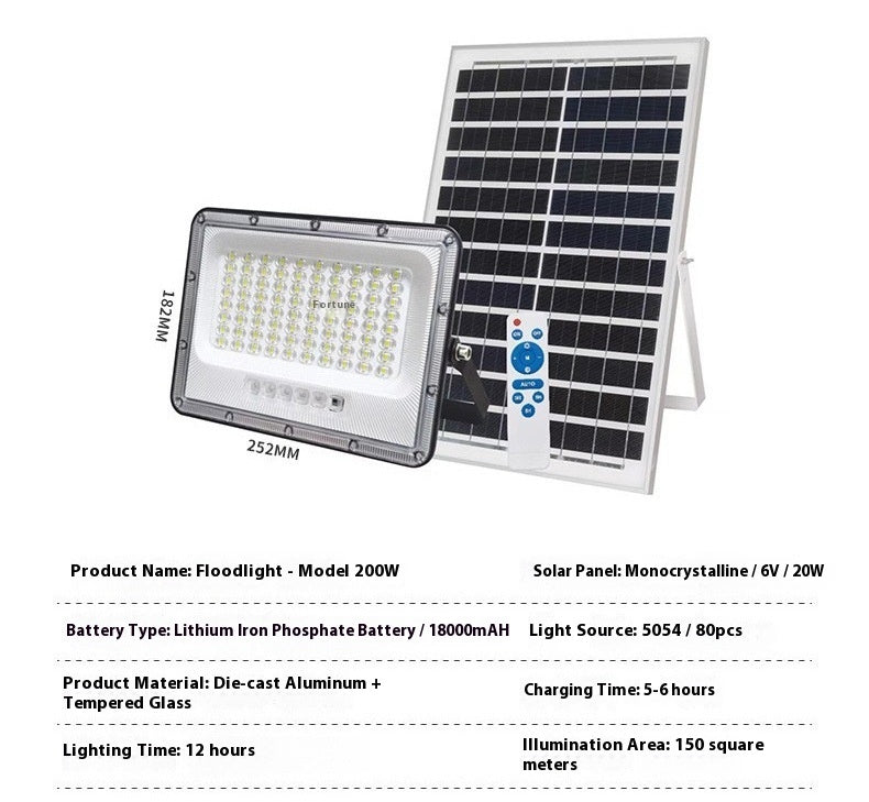 High-Power Outdoor Household Garden Solar Flood Lights Waterproof Rural Engineering Street Lighting Investment Cross-Border