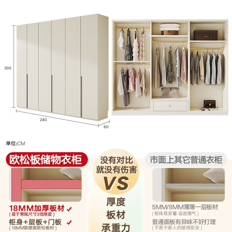 Solid Wood European Pine Board Door to Ceiling60cm Depth18mm Thickened Cabinet Body Wardrobe for Home Bedroom Cream Style Closet