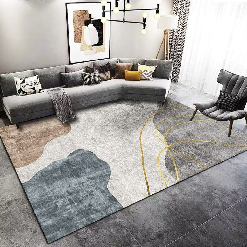 Living Room Carpet Stain Resistant Easy Care Crystal Velvet Carpet Home Sofa Coffee Table Rug Bedroom Wear-Resistant Non-Slip Mat