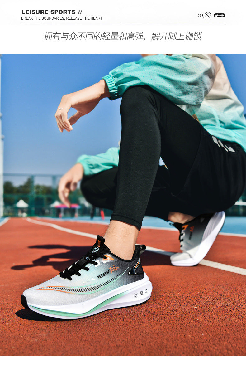 Carbon Plate Running Shoes Four Seasons Youth New Lightweight Breathable Shock Absorption Racing Running Shoes Casual Non-Slip Sports Shoes