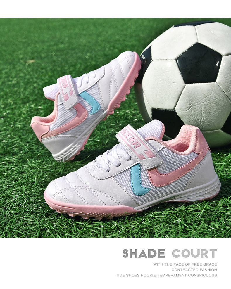 New football shoes for men and women with Velcro for children TF Broken Nail Style Youth Student Grassland Flat Training Shoes