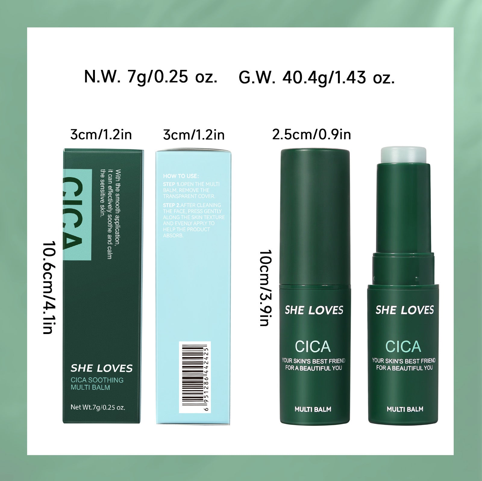 SHELOVES Centella Asiatica Essence Stick Soothing After-Sun Redness Sensitive Cooling Ice Hydrating No-Wash Essence Stick