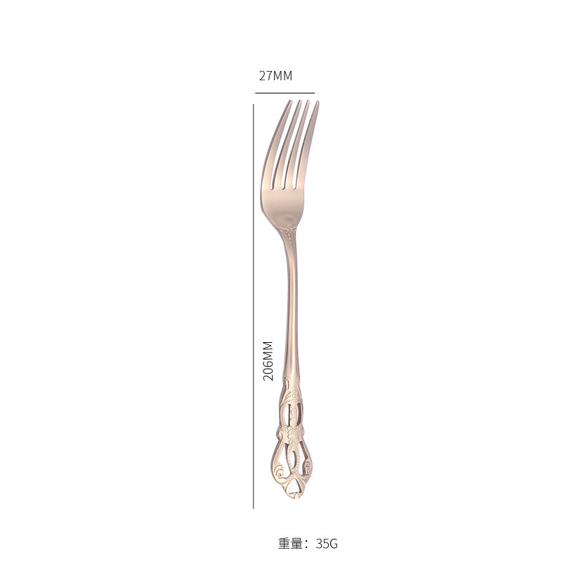 Stainless Steel Cutlery Restaurant Royal Court Knife Fork Spoon Set Hotel Western Cuisine European Retro Relief Steak Knife Fork
