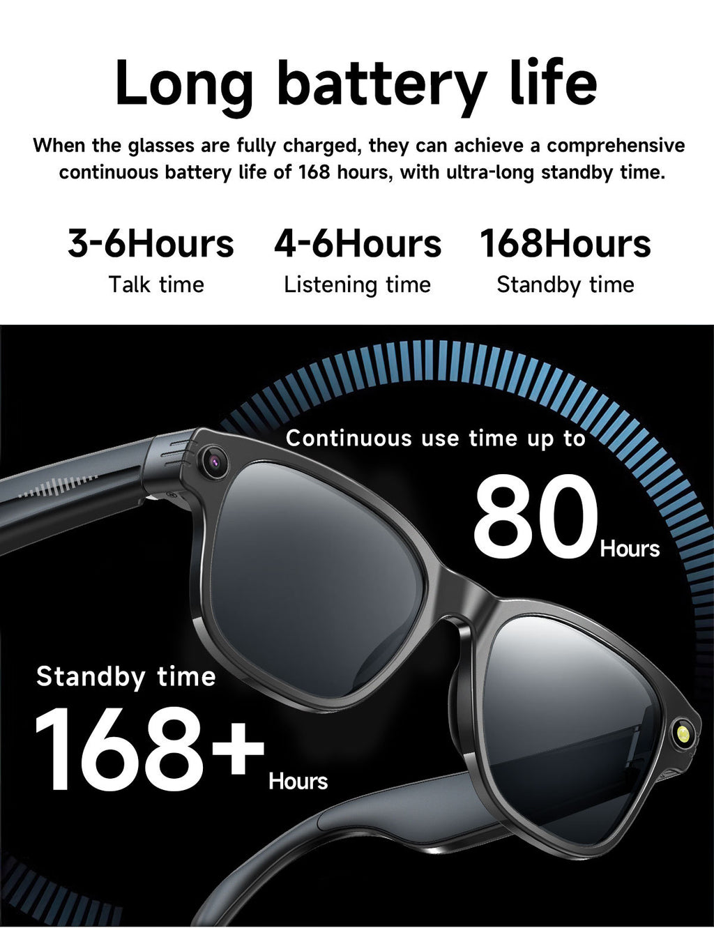 L801Smart Glasses800100 Megapixel Camera with Image Stabilization1200P Video Recording AI Simultaneous Translation Color Changing Sunglasses