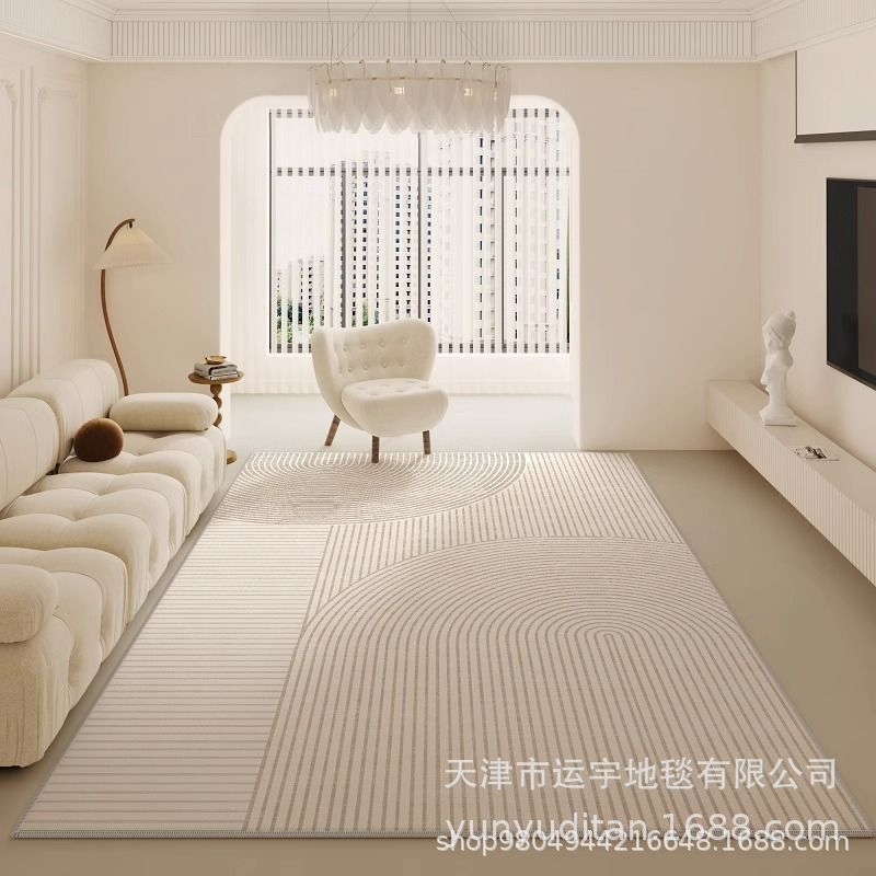 Living Room Carpet Cream Style Crystal Velvet Floor Mat Sofa Coffee Table Rug Bedroom Bedside Rug Manufacturer Can Label