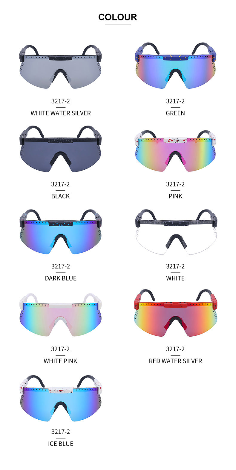 European and American Colorful Sunglasses Outdoor Cycling Windproof Sunglasses Men and Women One-piece Lens Sports Anti-ultraviolet Glasses