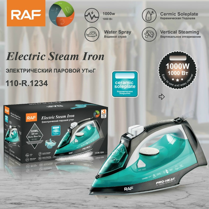RAF European and American Standard Household Steam Iron Handheld Hanging Corded Electric Iron Dry and Wet Dual-use2200W