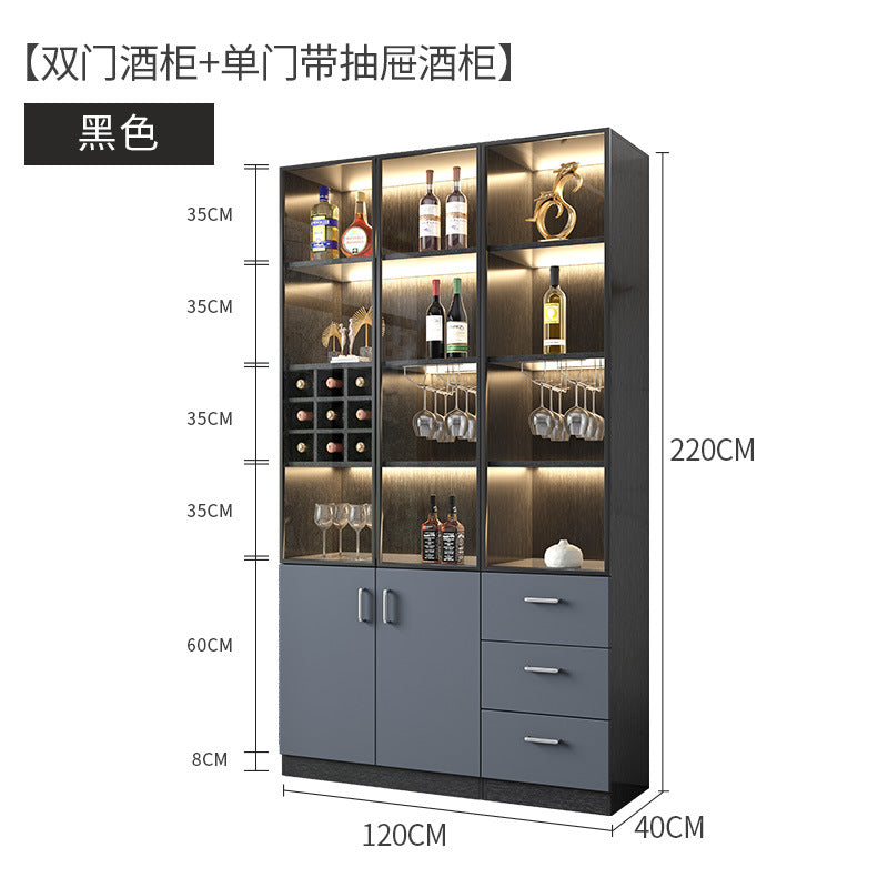 Glass Wine Cabinet for Living Room, Wall-Mounted, Modern Minimalist, Light Luxury, Double-Door Wine Cabinet, Home Dining Side Cabinet, High-End Display Storage Cabinet