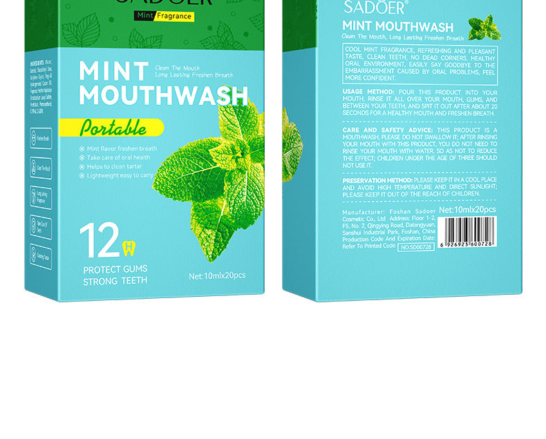 Mouthwash Box Set SADOER Disposable Portable Oral Cleaning Care  Foreign Trade Wholesale