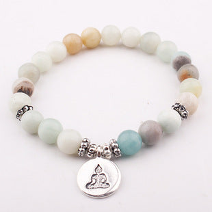 European and American Fashion New White Turquoise Tiger Eye Bracelet8mm Buddha Beads Lotus Pendant Bracelet Necklace Factory Direct Sale