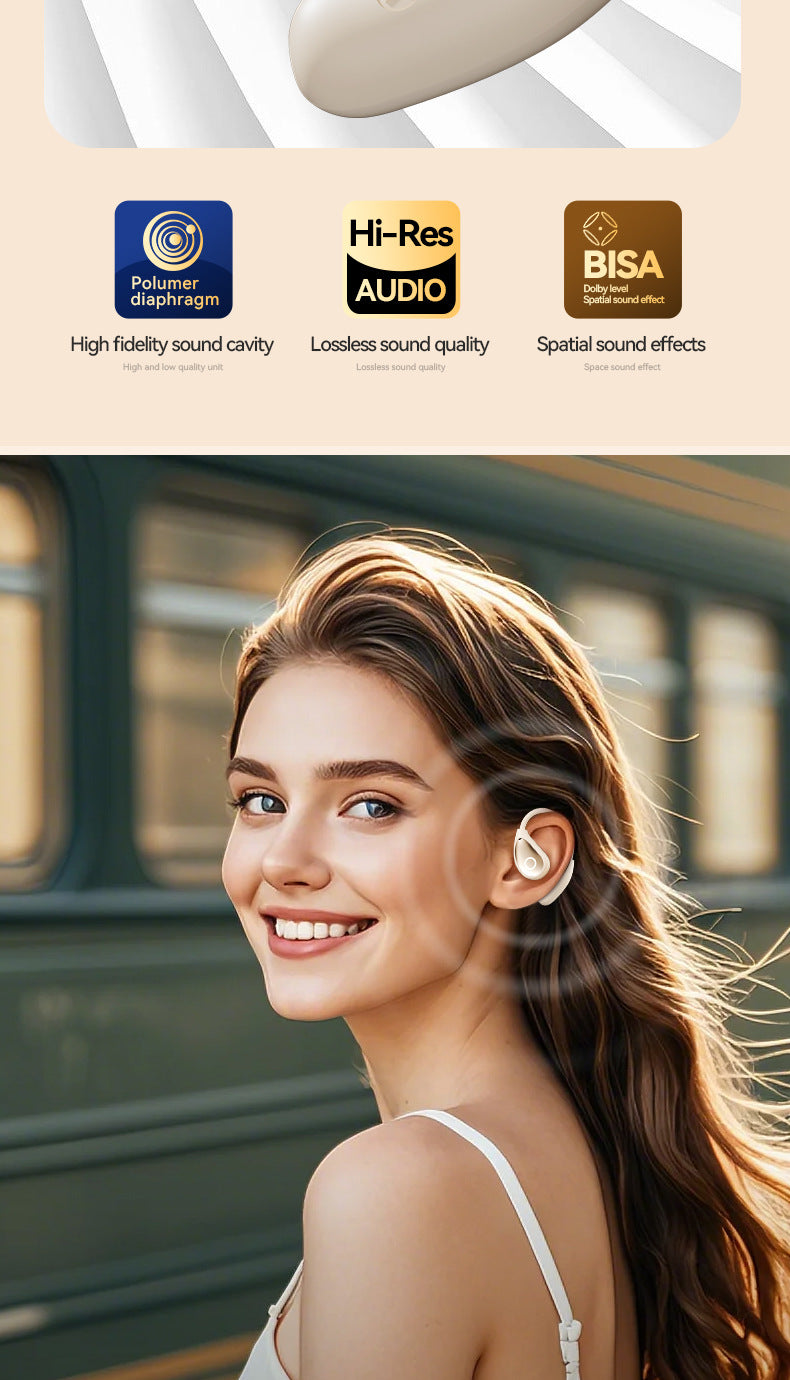 Popular M96Leather Texture Ear-Hook Bluetooth Earphones Ultra-Long Battery Life High-Value Private Model Wireless Bluetooth Earphones