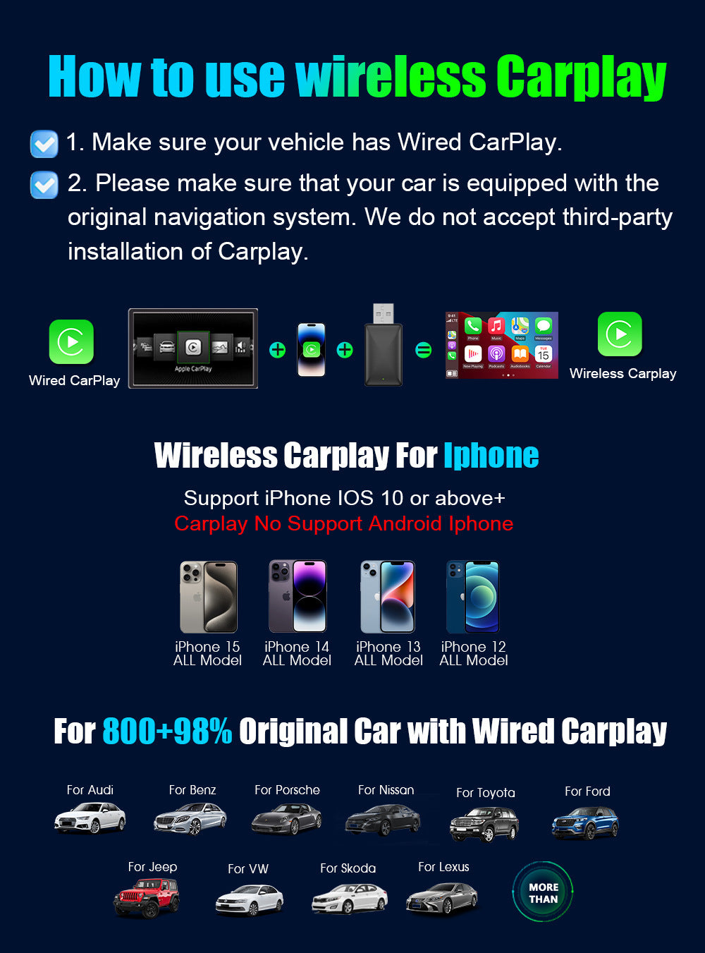Carplay Original Car Wired to Wireless Box In-Car Smart Adapter auto Navigation Black Box Ai box