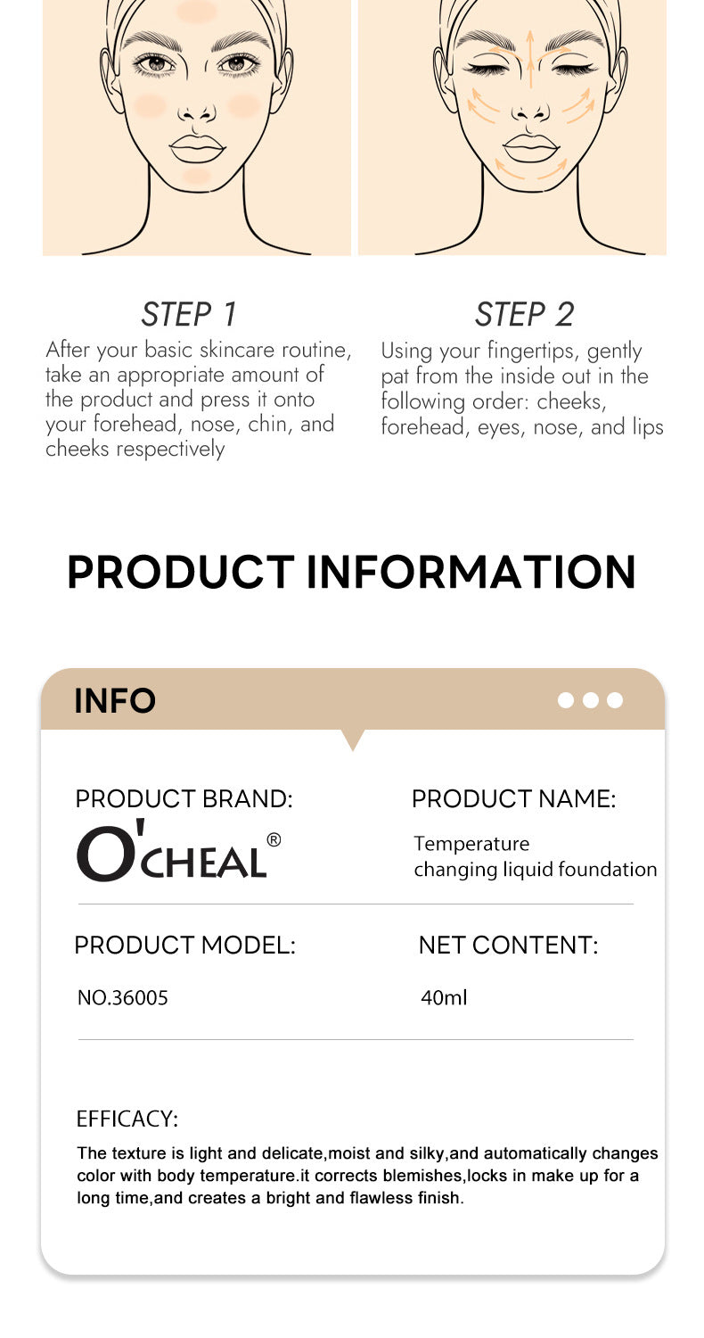 Color-Changing Foundation40ml Wheat Color Acne Scar Dark Circles Concealer Coverage Bare Skin Foundation Cream Version