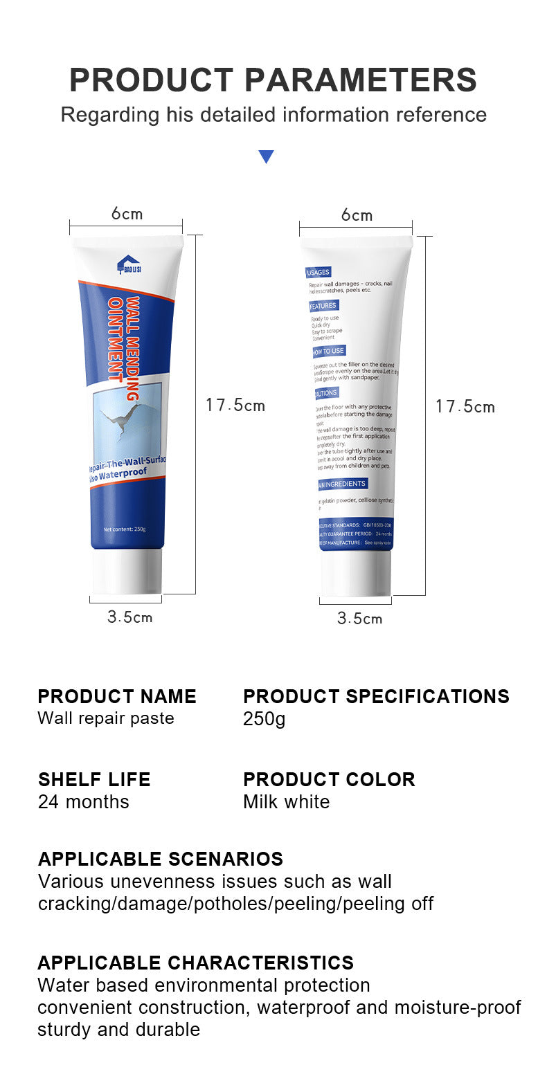 Wall Repair Paste Household Waterproof White Wall Repair Paste Nail Hole Crack Putty Paste Manufacturer Wall Renovation