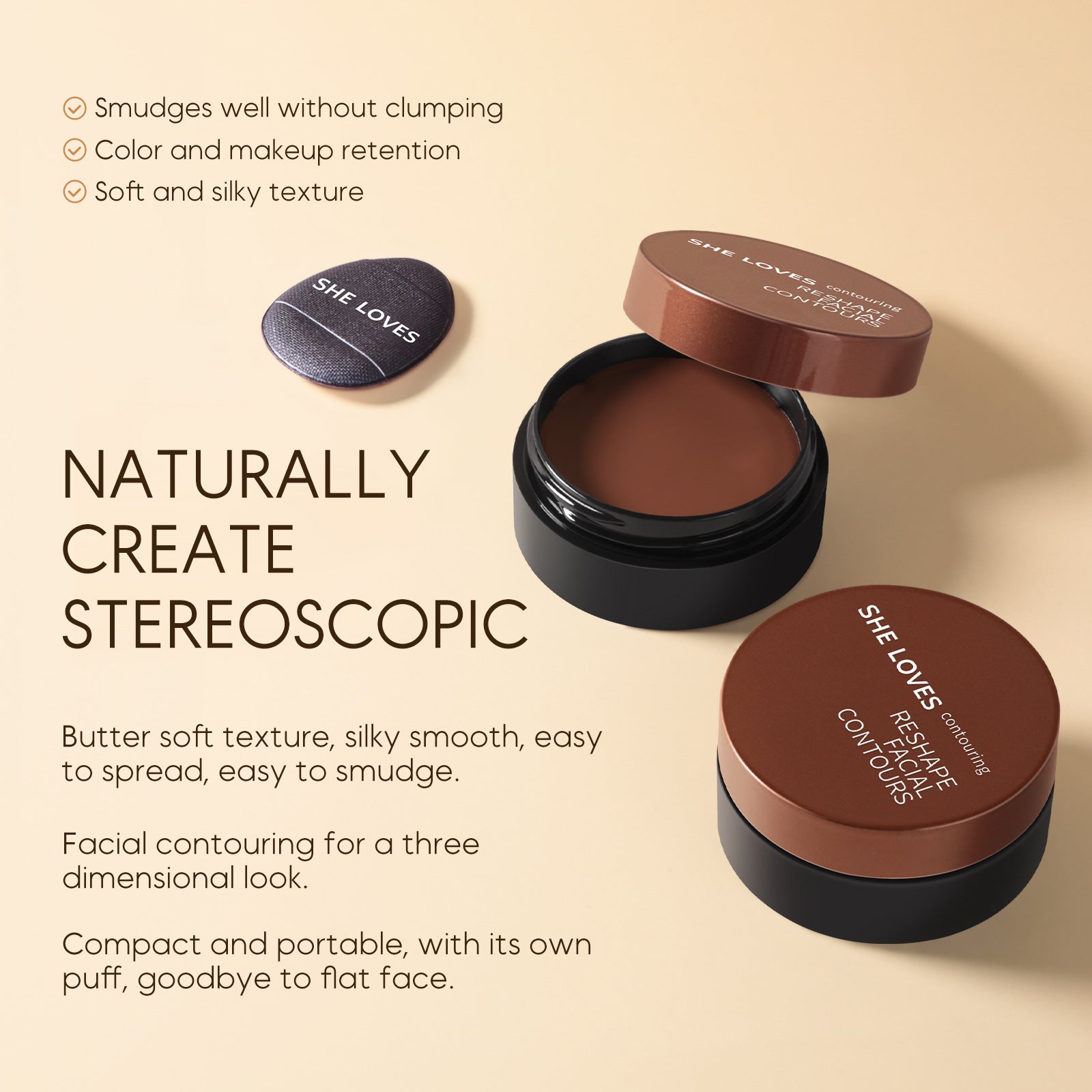 Contour Cream Waterproof Contouring Cream Durable Highlighter Natural Highlight Shadow Cream