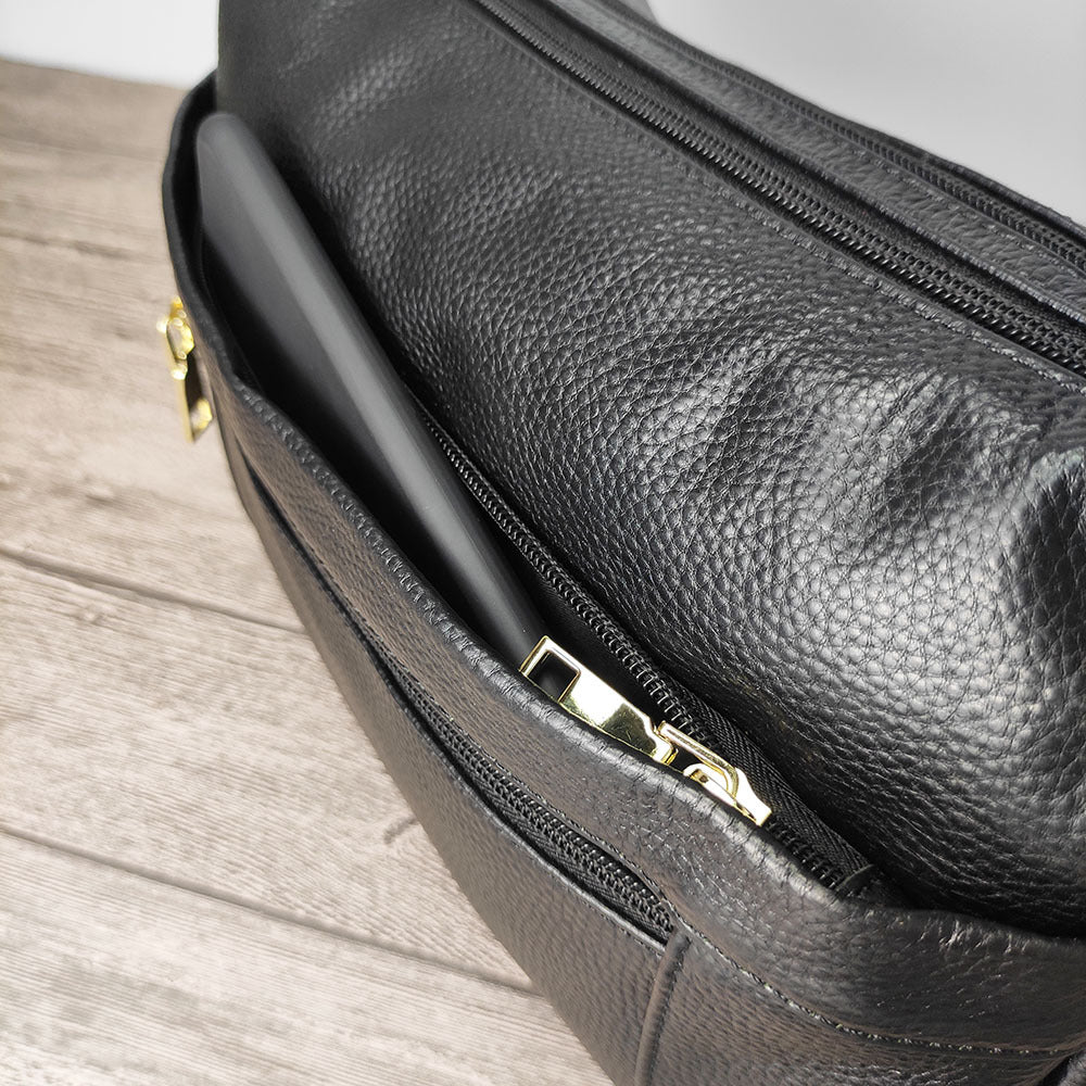 Guangzhou Shiling Genuine Leather Women's Bag for Middle-aged and Elderly Mothers, Multi-pocket Large Capacity Single Shoulder Crossbody Bag Trend