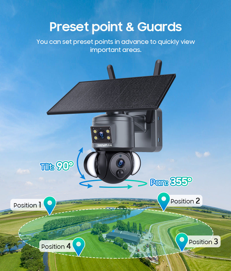 Exclusive Supply AOV Low Power Consumption All Day Recording Surveillance4G Hd600MP Solar-powered Gun Ball Linked Camera