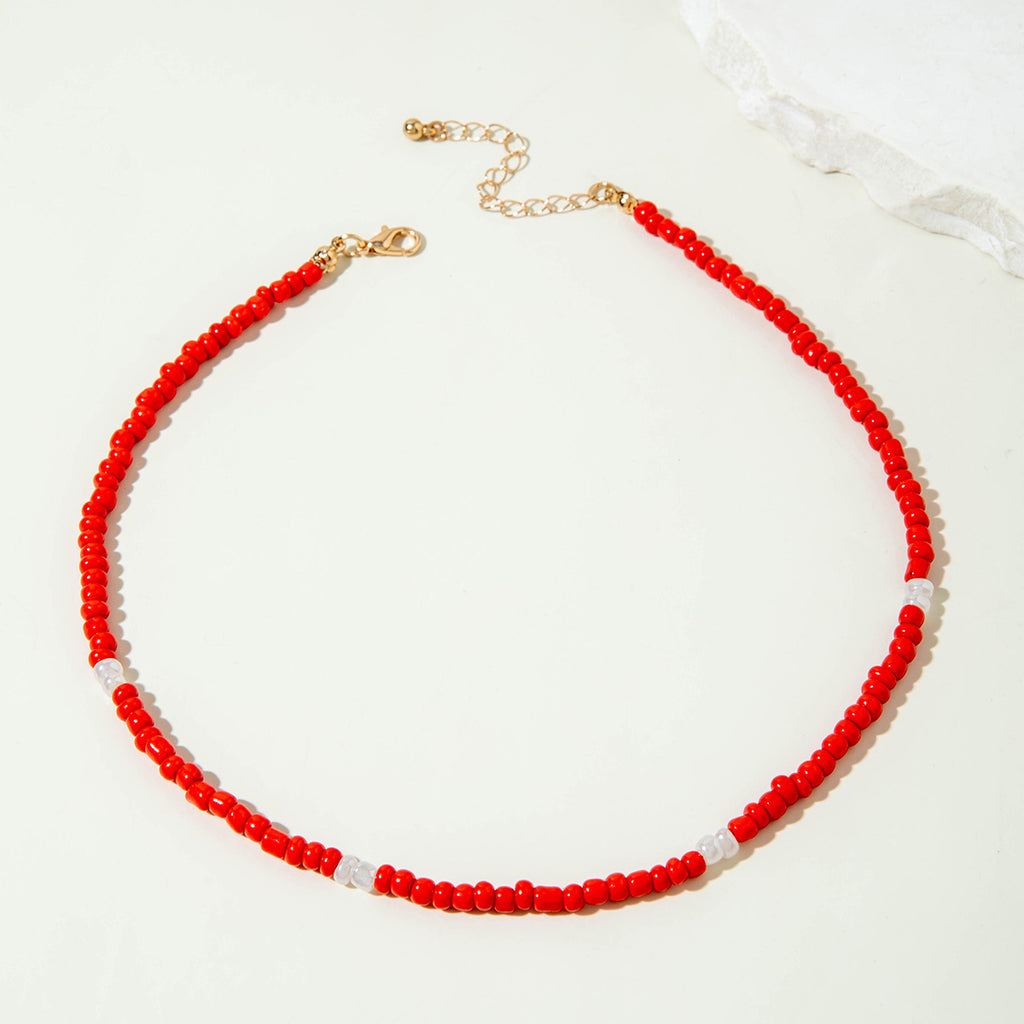 European and American Style Jewelry Light Luxury Imitation Pearl Cherry Necklace High-End Versatile Grass Multi-Layer Stacking Necklace Wholesale