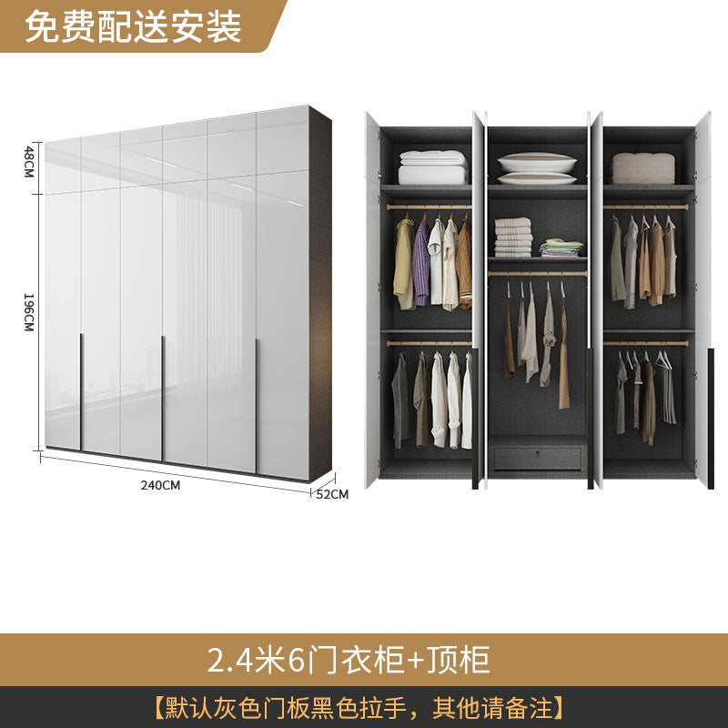 Modern Simple Wardrobe with Swing Doors, Storage Wardrobe with Dressing Table, Shelves, Side Cabinet, Bedroom Wardrobe, Entryway Installation
