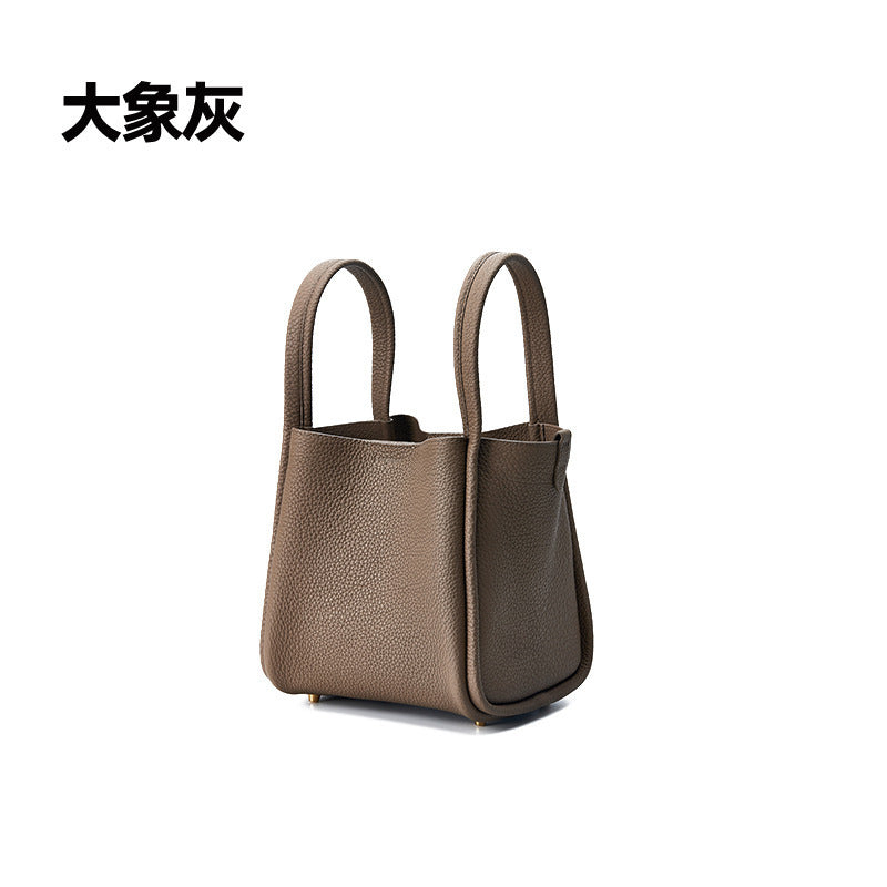 Medium Size Basket Series Women's Bag Top Layer Cowhide Fashion Women's Bag Large Capacity Shoulder Bag Crossbody Handbag Bucket Bag