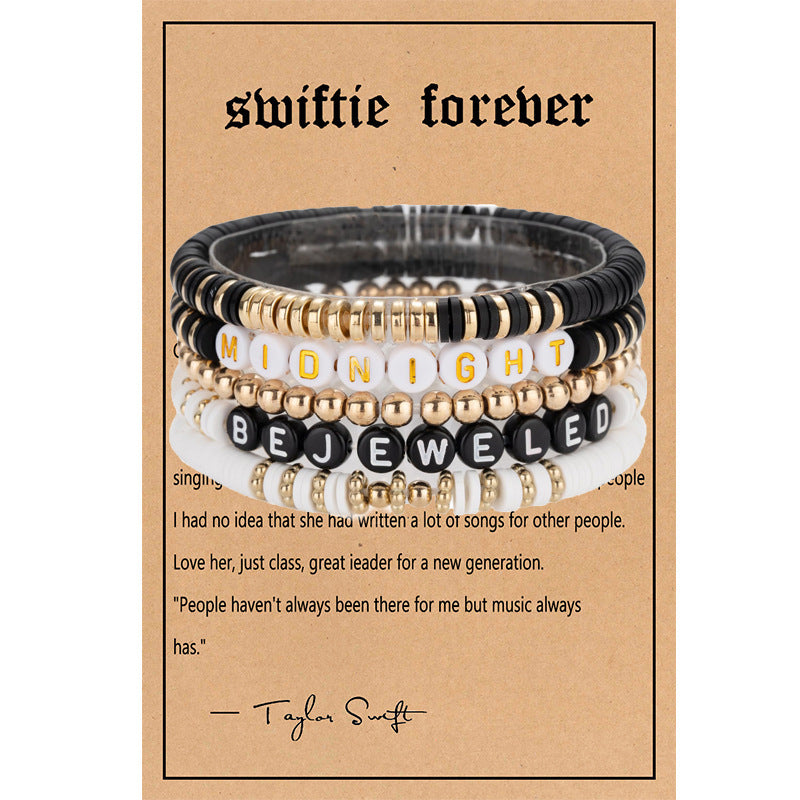 Taylor Music Jewelry Bracelet for Women Versatile High-End Bohemian Accessories SWIFTIE Alphabet Soft Clay Bracelet