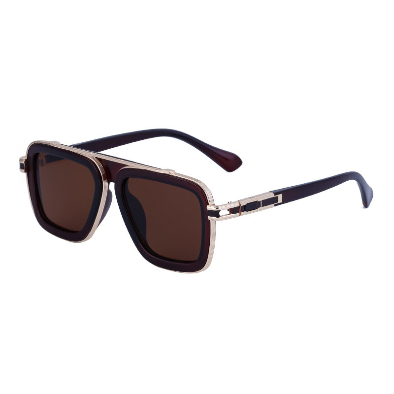 European and American Retro Square Frame Sunglasses for Men, Trendy European and American Punk Style, Internet Celebrity Same Style Sunglasses for Women ins Wind shades