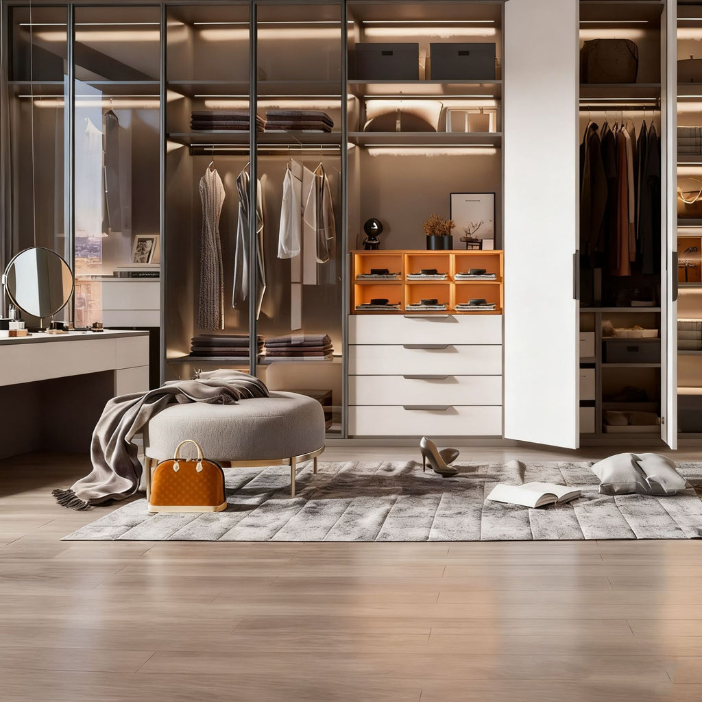 Whole House Custom Bedroom Furniture Aluminum Alloy Wardrobe Light Luxury Glass Door Cloakroom Large Capacity Wardrobe Source Manufacturer