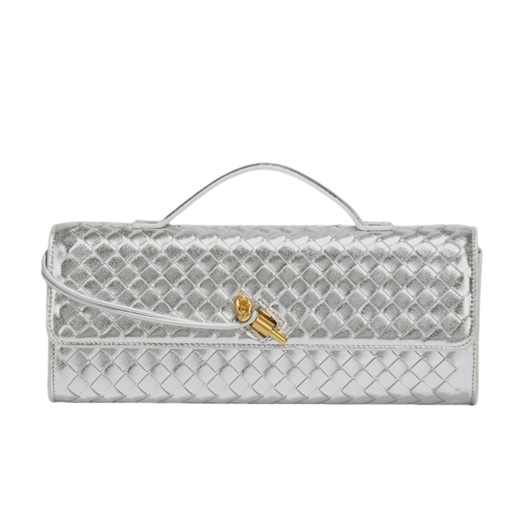 European and American Niche Woven Single Shoulder Baguette Bag Fashion Horizontal Clutch Bag Organ Lady Crossbody Bag Long Bag