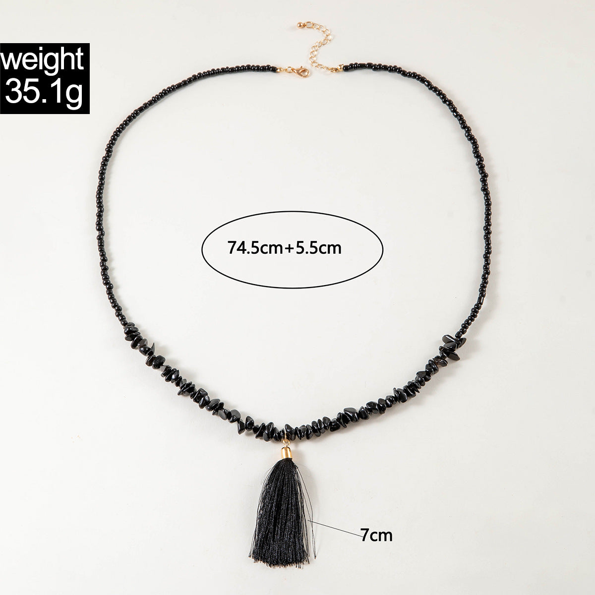 Simple Colorful Beaded Tassel y Chain Necklace Elegant Versatile Diamond-Studded Sweater Chain Jewelry