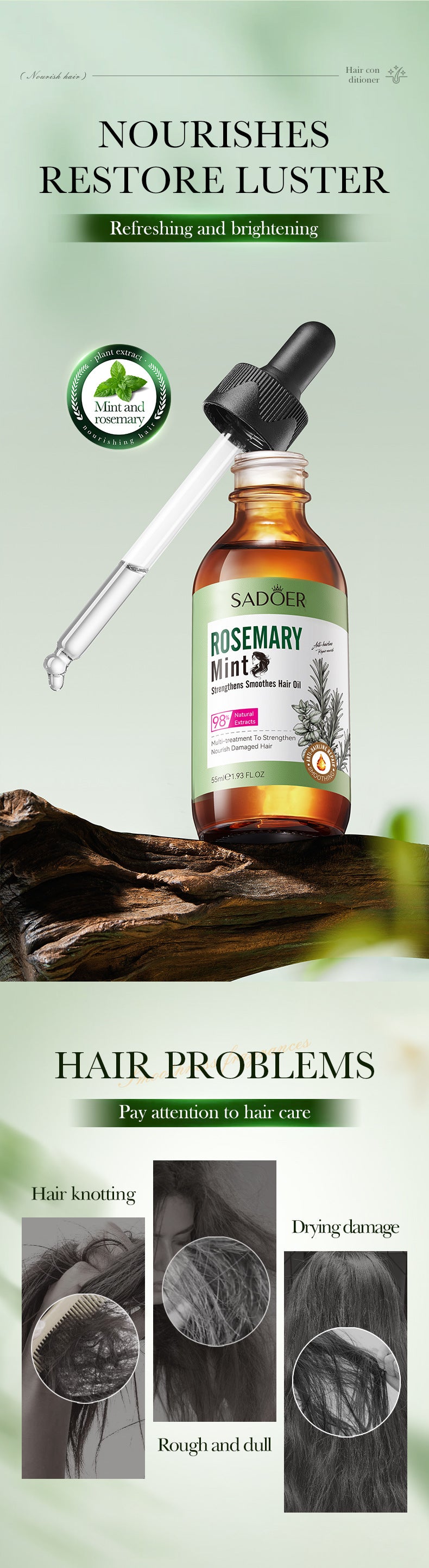 Mint Rosemary Plant Hair Care Essential Oil SADOER Moisturizing Conditioner  Wholesale