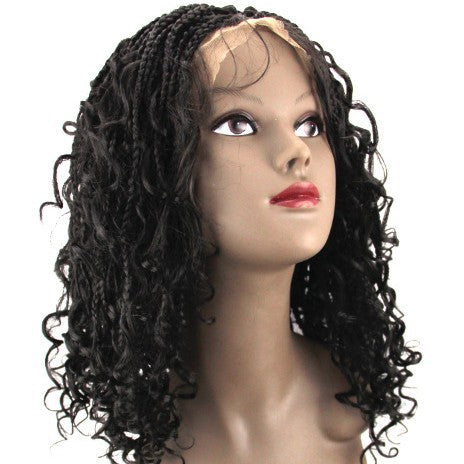 Knotless Box Braided Wigs with Curly Ends Synthetic Lace Wig