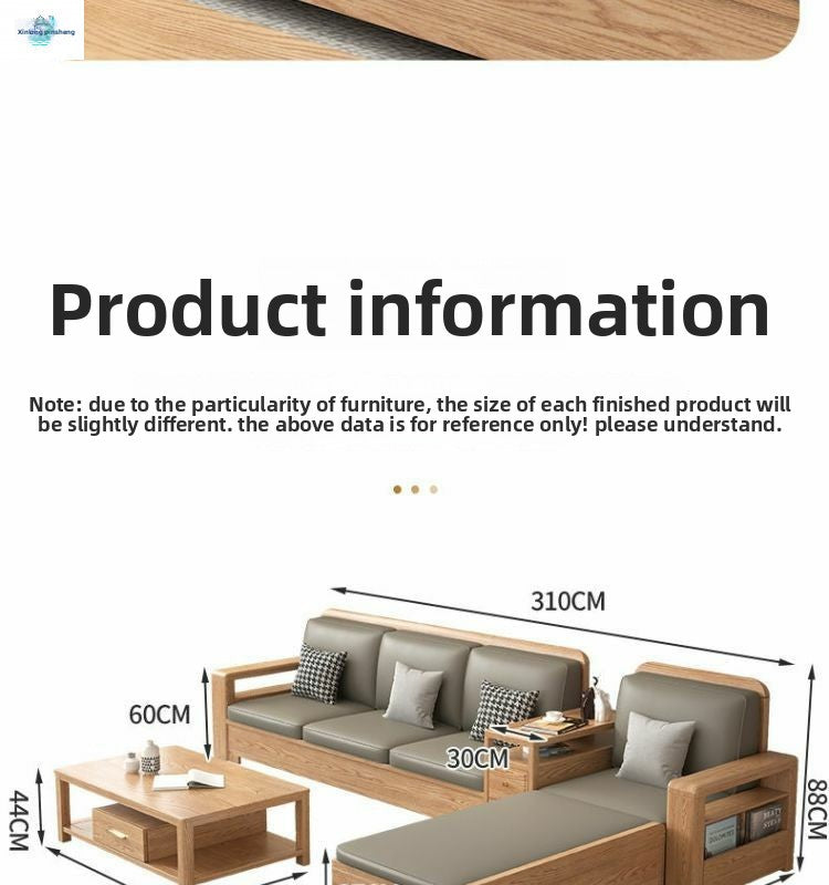 Ash Wood Solid Wood Sofa Modern Simple Nordic Style for Small and Large Apartments Combination Living Room Winter and Summer Dual-use Storage
