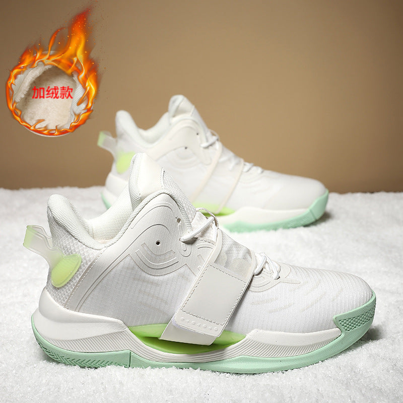 Winter New Fashion Trend Fleece-Lined Warm Sports Shoes for Teenagers Professional Training Non-Slip Cushioned Basketball Shoes