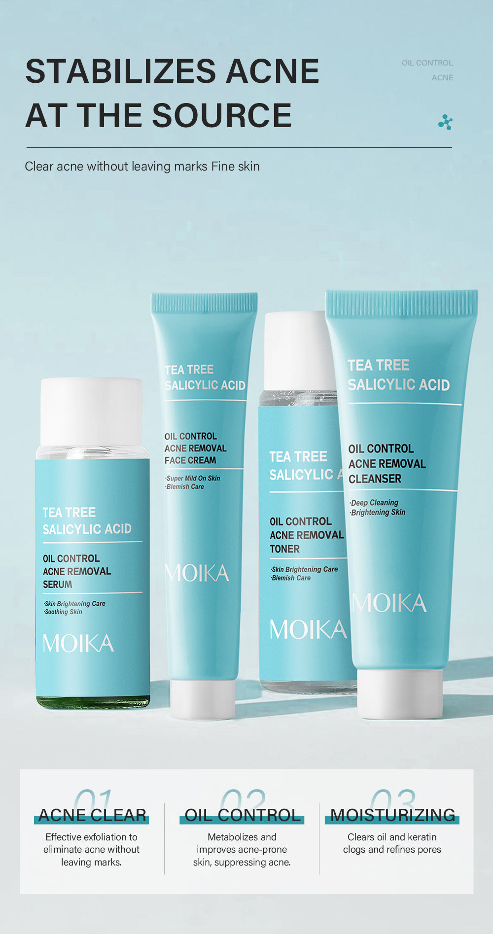 Specialized Full Salicylic Acid Acne Treatment Kit In Stock Wholesale Tea Tree Oil Control4Set