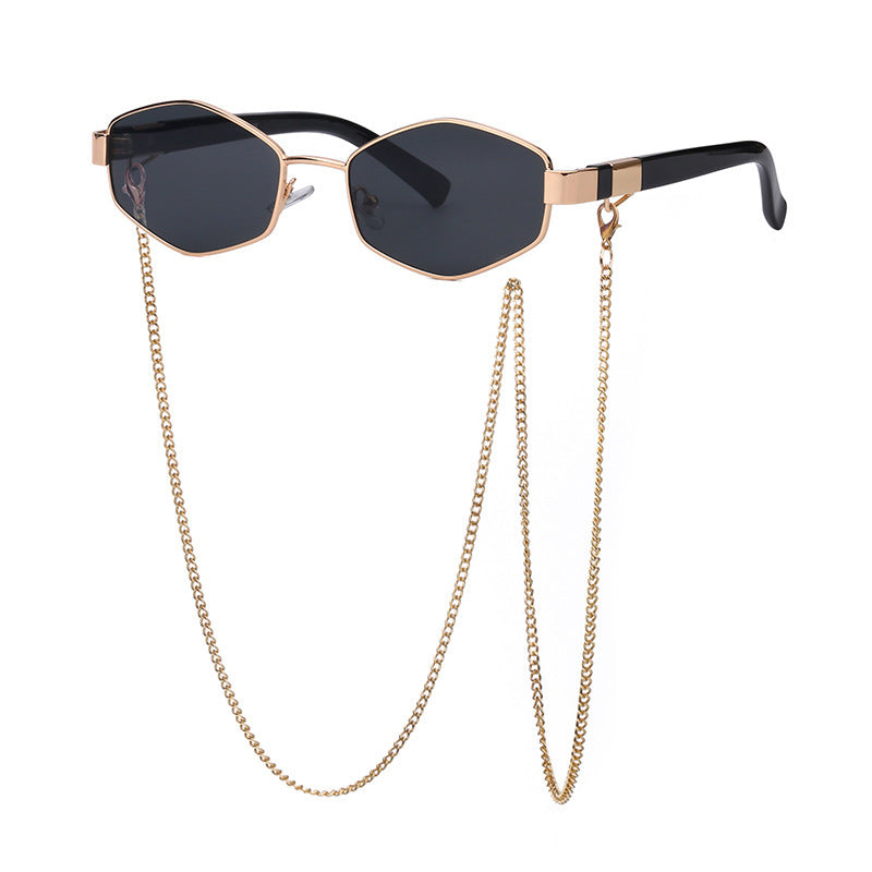 New Women's Sunglasses Fashion Chain Personality Round Frame Korean Style Sunglasses Wholesale Glasses sunglasses