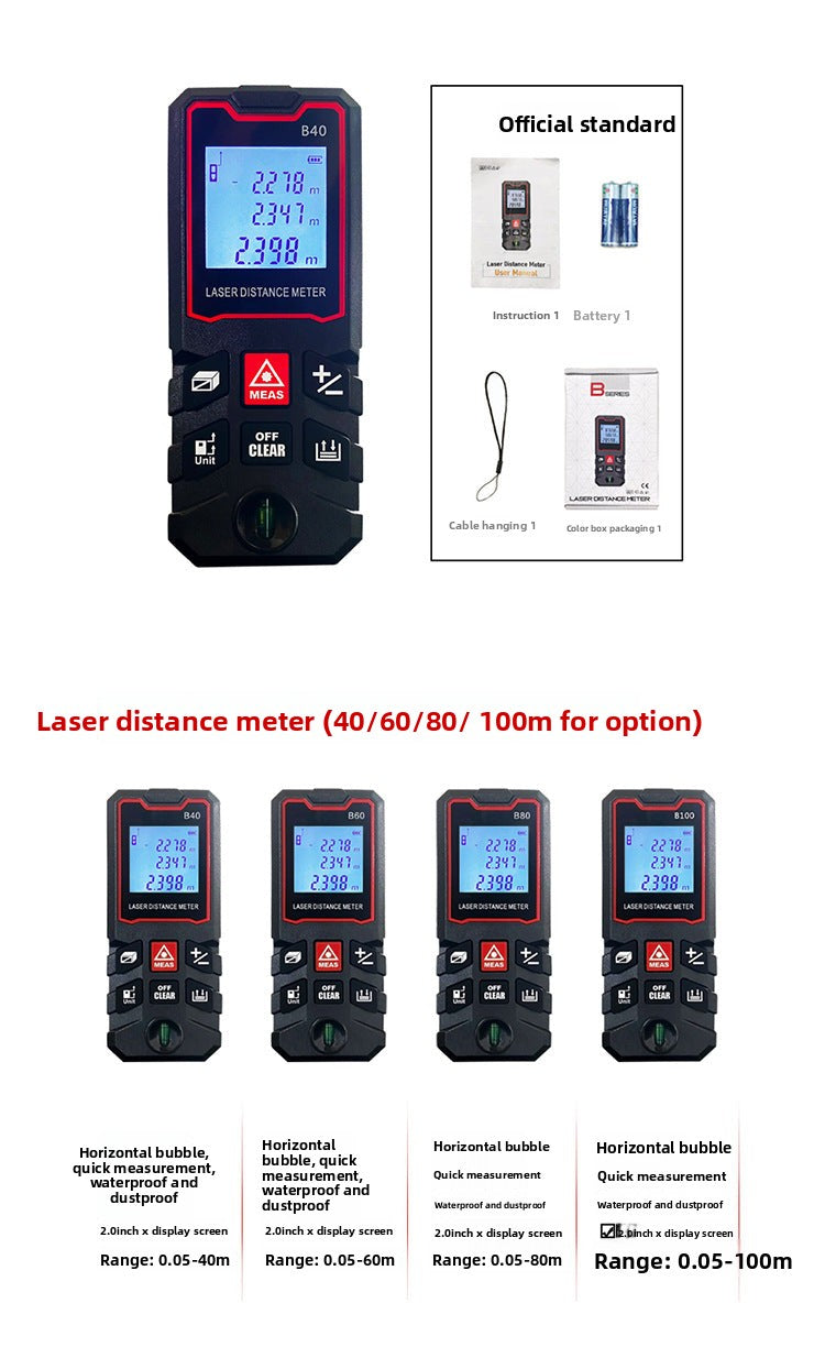 Laser Distance Meter Handheld Electronic Measuring Instrument Infrared Electronic Ruler Room Measuring Ruler Distance Meter