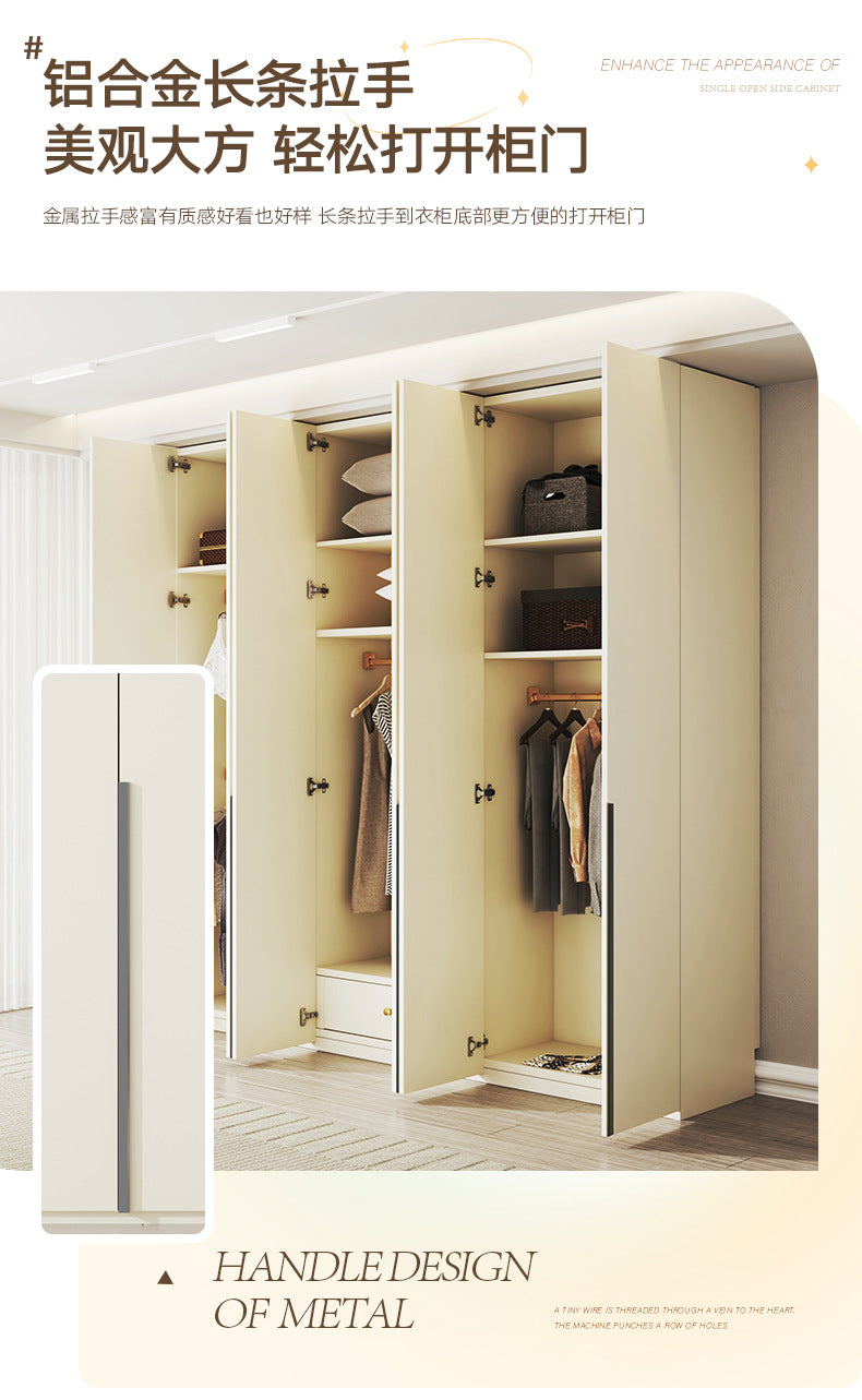 Solid Wood European Pine Board One-Door to Ceiling Ultra-High Combination Wardrobe Simple Modern2.5/2.6/2.7/2.8/3.0m Rice